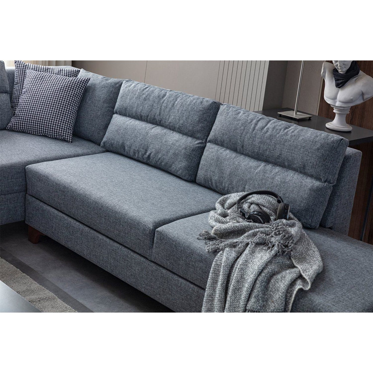 Porto (230 x 90 x 150 cm) Hörnsoffa-bäddsoffa Grå, Vänster