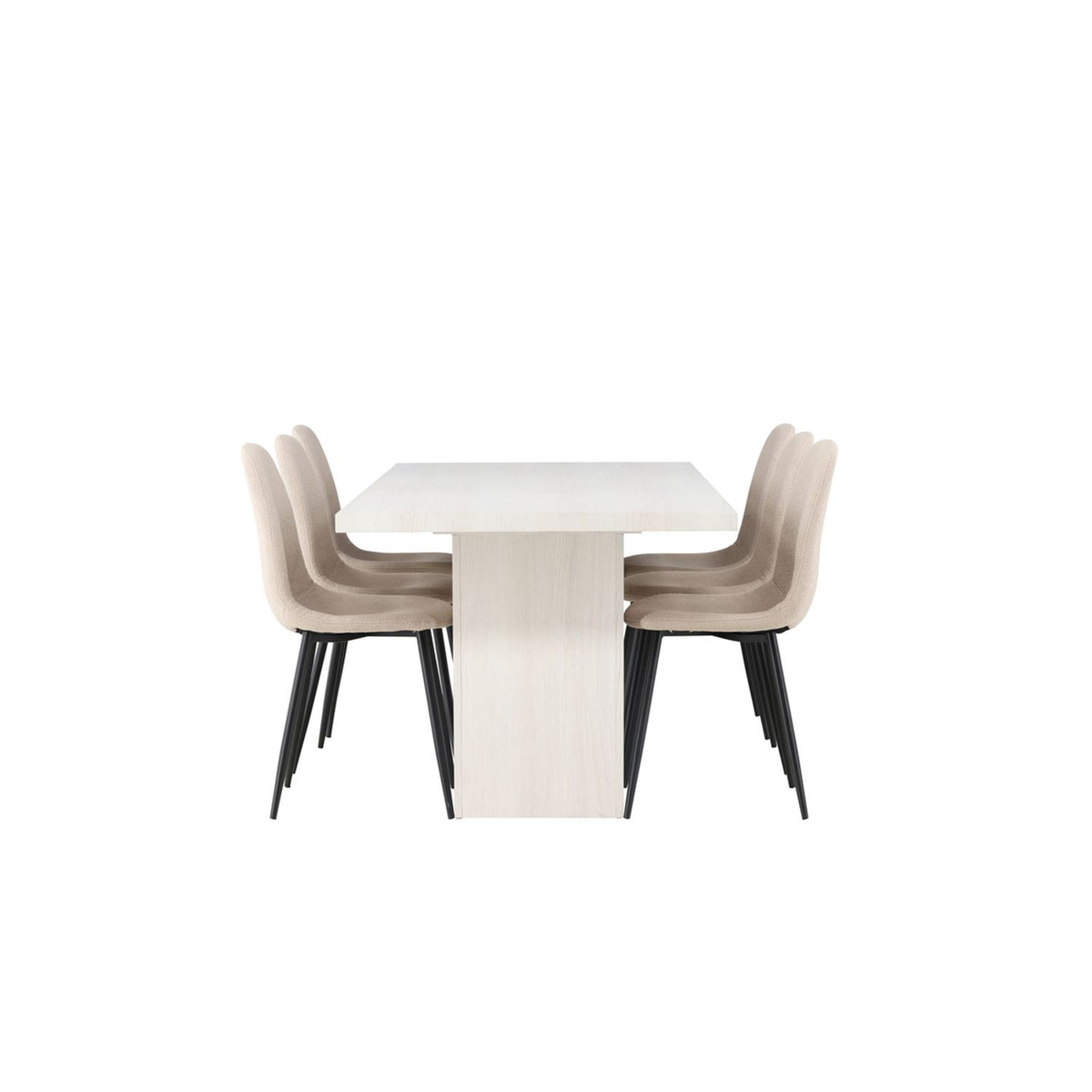 Olga, Polar Rektangulär matgrupp Beige,Svart, Vit, 200 x 90