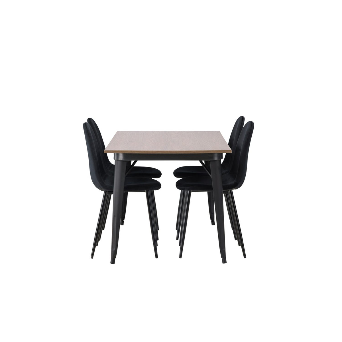 Tempe, Polar Rektangulär matgrupp Svart, Valnöt, 140 x 80