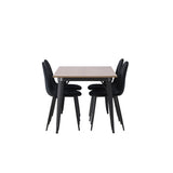 Tempe, Polar Rektangulär matgrupp Svart, Valnöt, 140 x 80