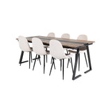 Jakarta, Polar Rektangulär matgrupp Beige,Svart, Svart,Natur, 200 x 90