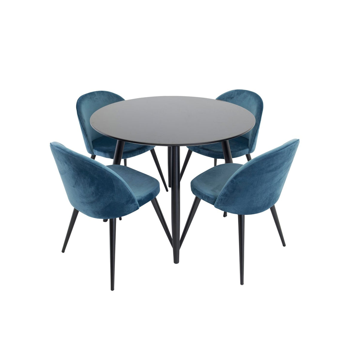 Plaza, Velvet Rund matgrupp Svart,Blå, Svart, ⌀100