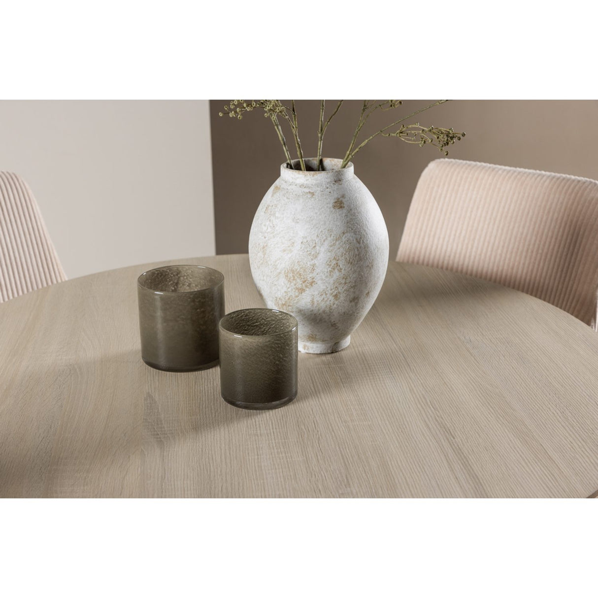 Plaza, Leone Rund matgrupp Beige, Vitputsad, 4st