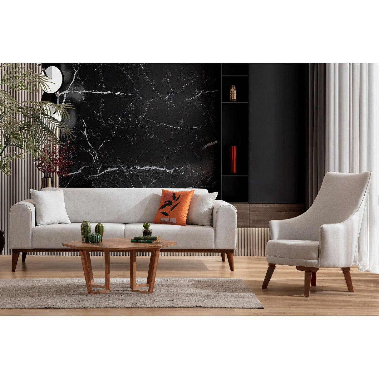 Astana 3-sits (222 x 90 x 80 cm) 3-sits bäddsoffa Creme