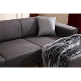 Hanoi (250-140 x 85 x 77 cm) Hörnsoffa-bäddsoffa Mörkgrå, Höger