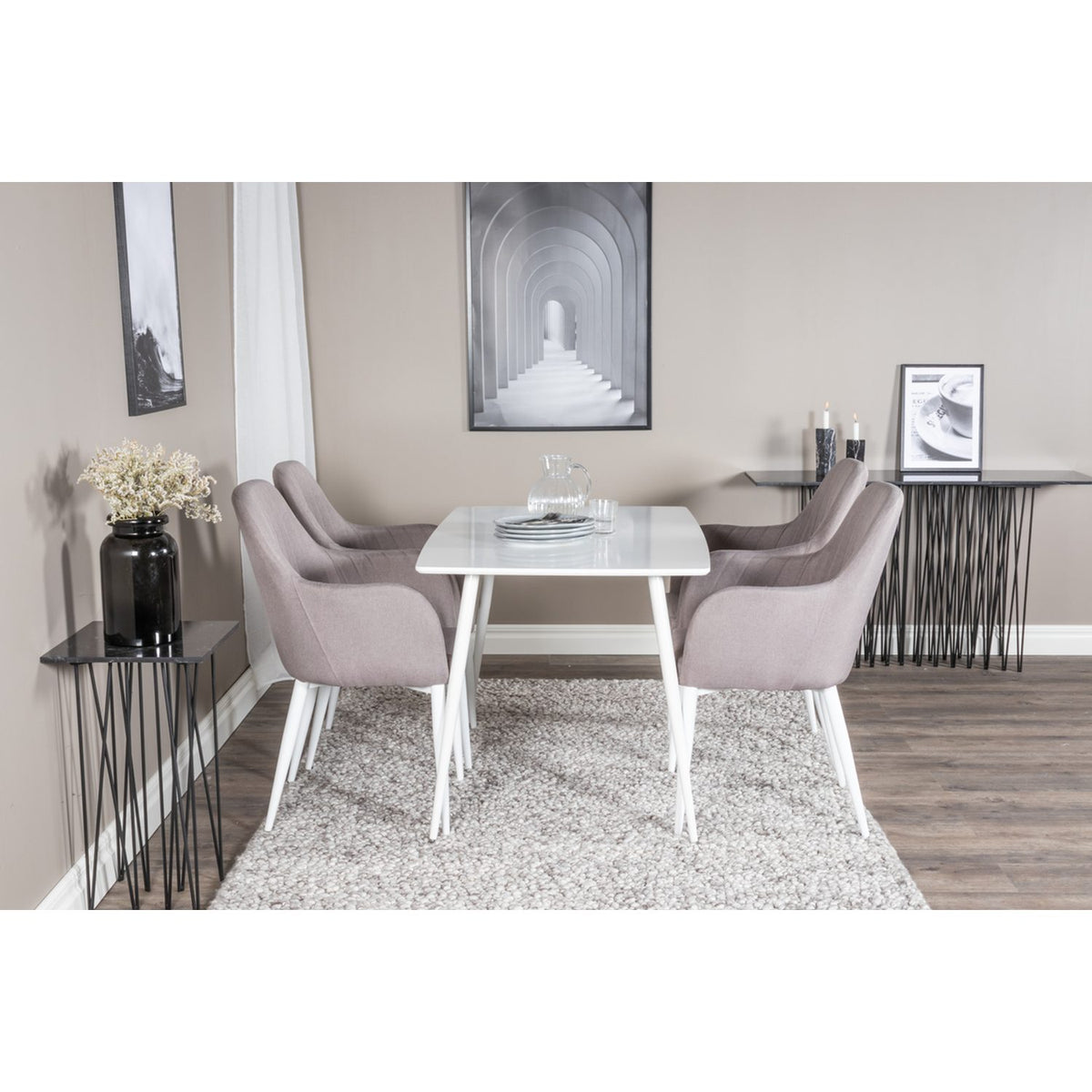 Polar, Comfort Rektangulär matgrupp Grå,Vit, Vit, 120 x 75