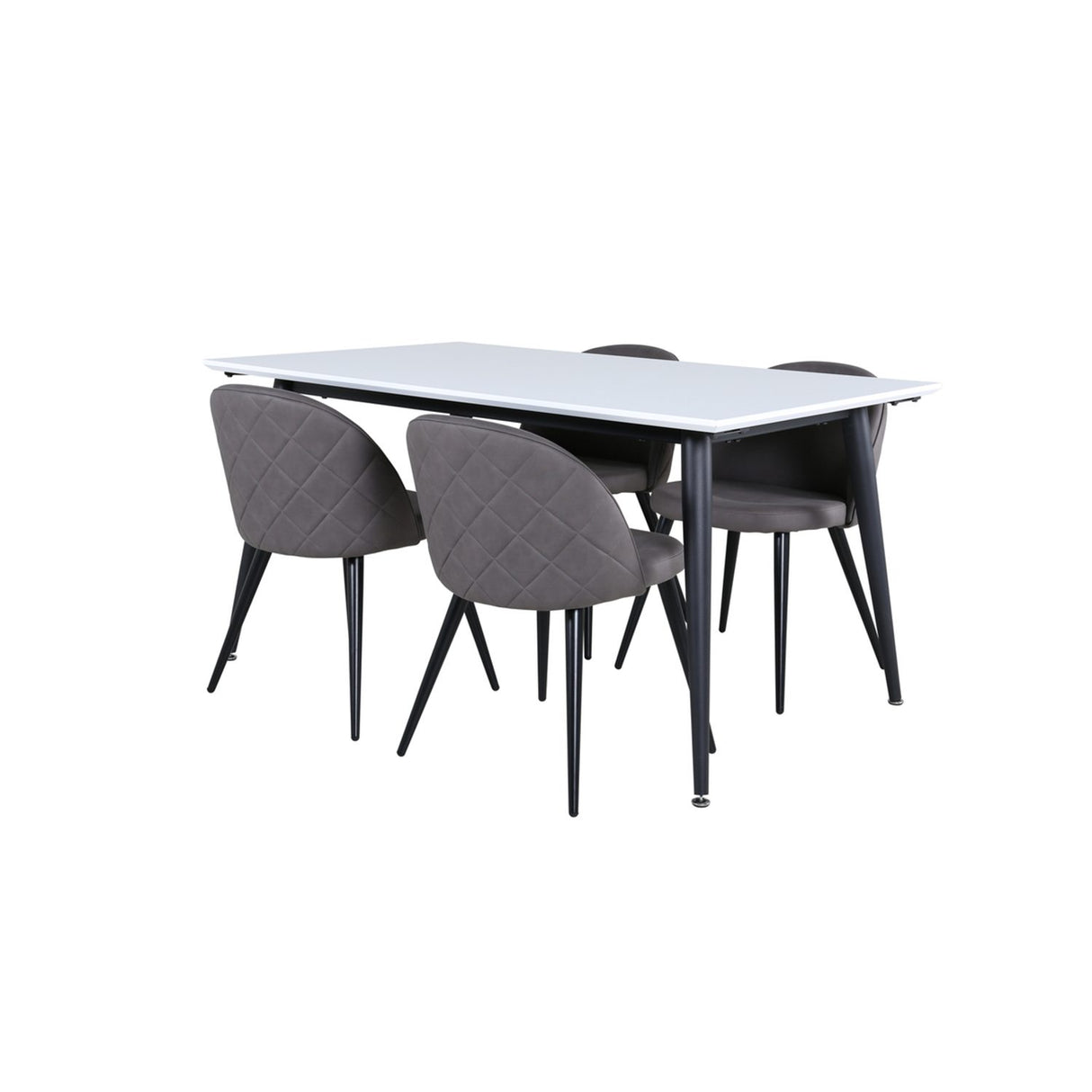 Jimmy, Velvet Rektangulär matgrupp Svart,Grå, Svart,Vitt, 150 x 90