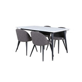 Jimmy, Velvet Rektangulär matgrupp Svart,Grå, Svart,Vitt, 150 x 90