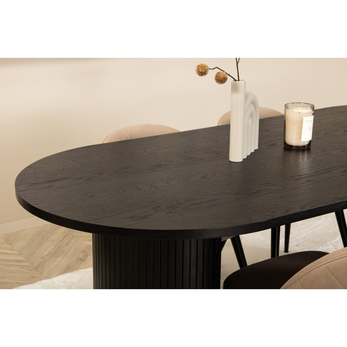 Bianca, Velvet Oval matgrupp Beige, Svart, 4st