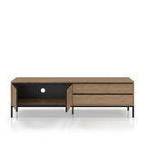 Lorenza (180 x 55 x 40 cm) TV-bänk Naturlig ekträ svart svart