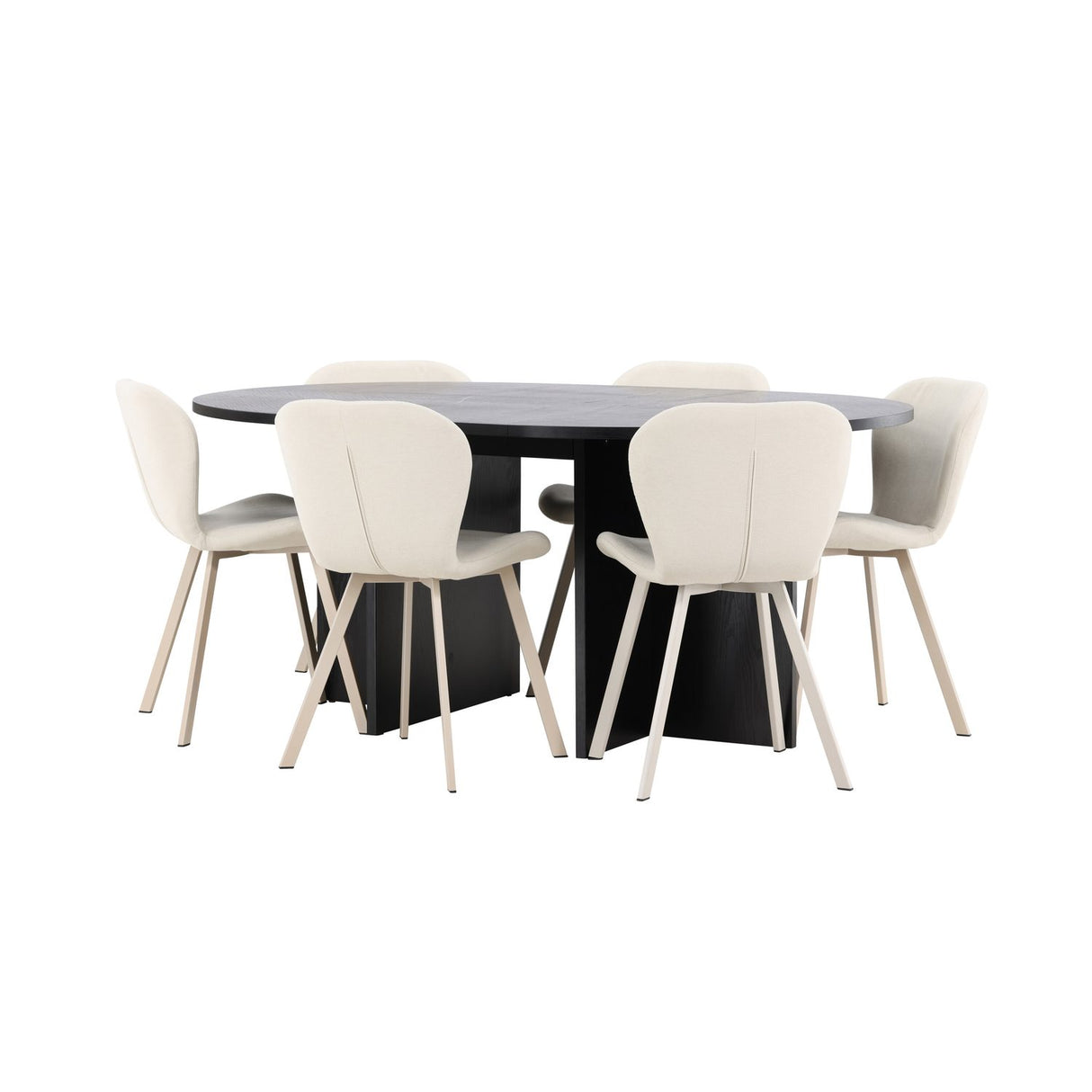 Strada, Lilja Oval matgrupp Beige, Svart, ⌀120