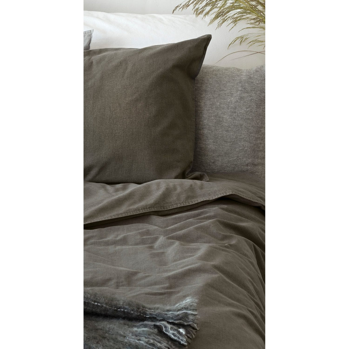 2-Dels Set Washed Påslakanset Enkelsäng Grå