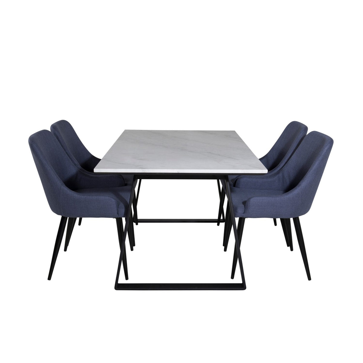 Estelle, Plaza Rektangulär matgrupp Svart,Blå, Svart, vit, 140 x 90