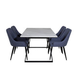 Estelle, Plaza Rektangulär matgrupp Svart,Blå, Svart, vit, 140 x 90