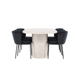 Narvik, Edina Oval matgrupp Svart, Beige, 200 x 100