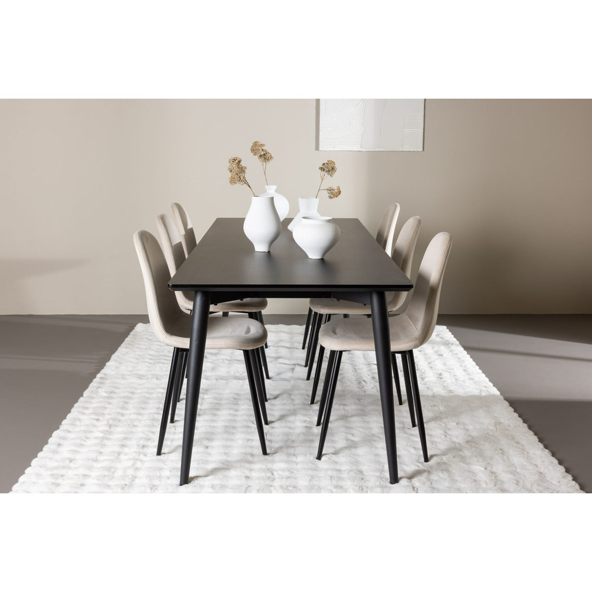 Ellis, Polar Rektangulär matgrupp Beige,Svart, Svart, 230 x 85