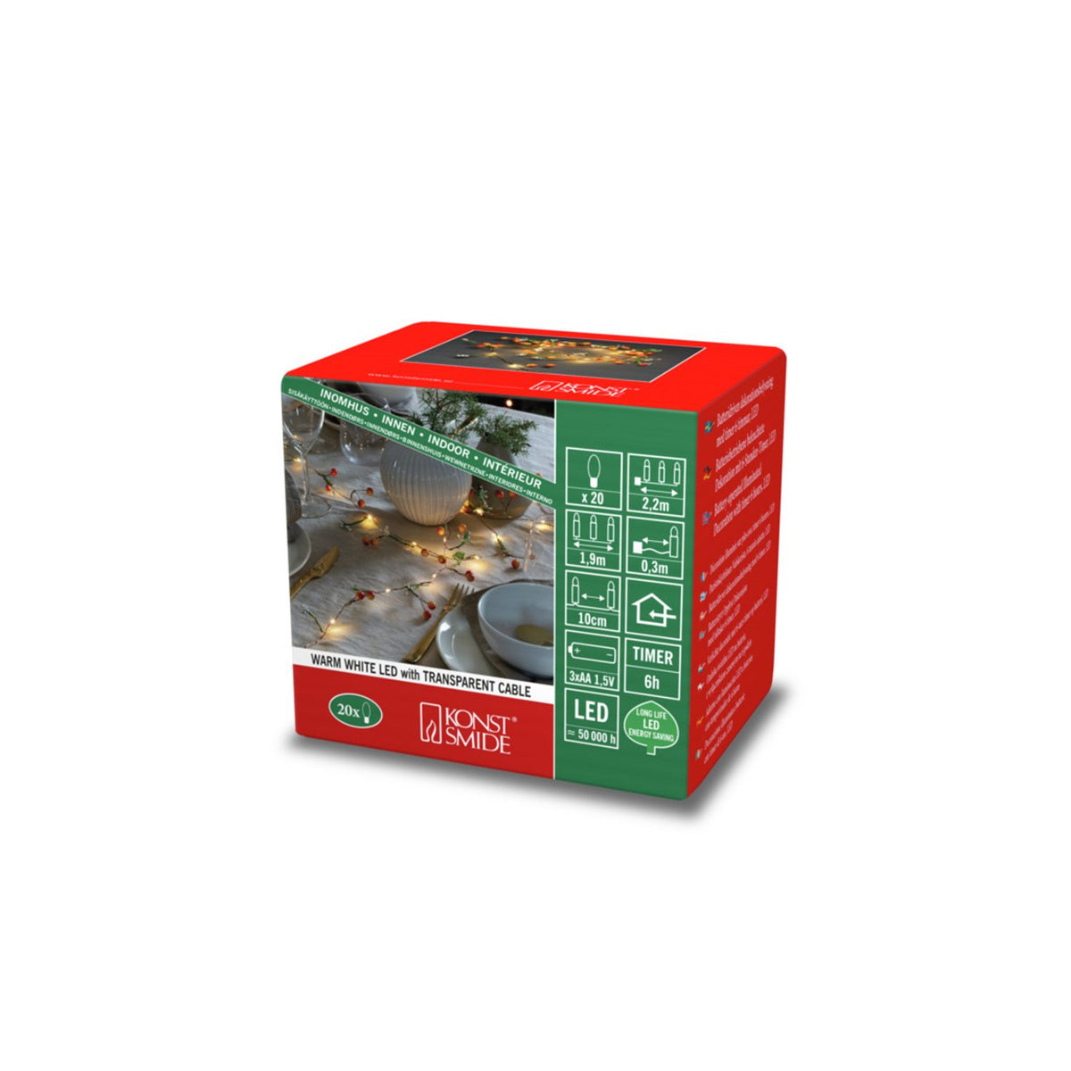 Bär/blommor 20 LED Ljusslinga Inomhus