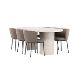 Narvik, Edina Oval matgrupp Svart,Brun, Beige, 200 x 100