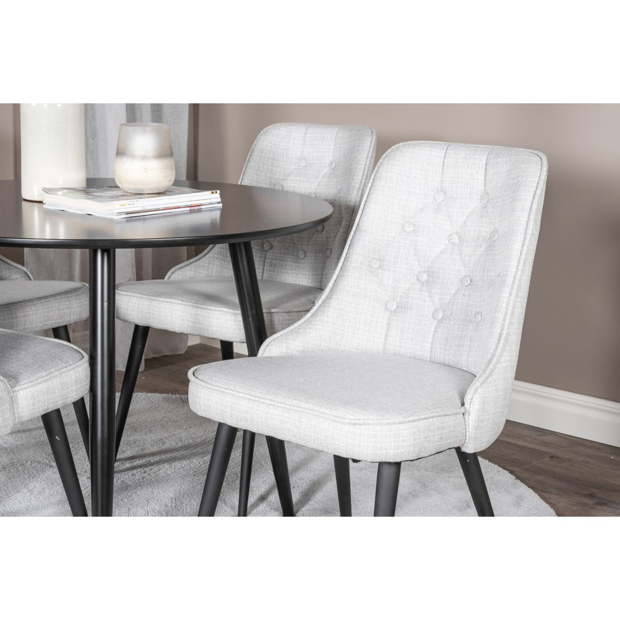 Plaza, Velvet Deluxe Rund matgrupp Svart,Ljusgrå, Svart, ⌀100