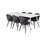 Polar, Velvet Rektangulär matgrupp Svart, Vit, 180 x 90