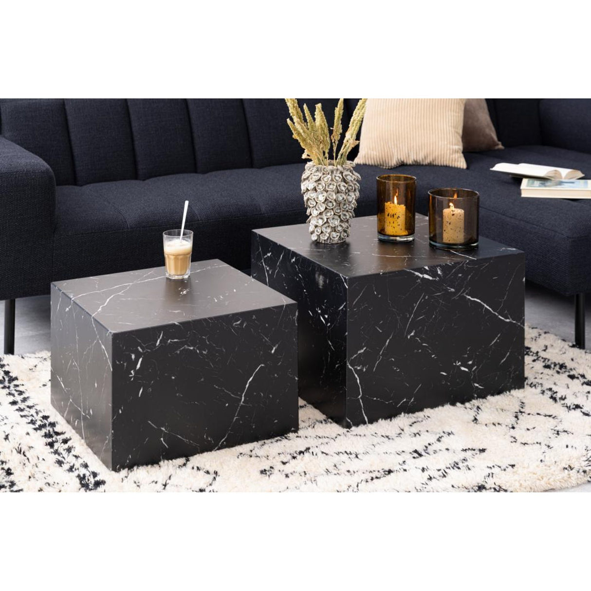 Dijon Soffbord Fyrkantig 40x58x58 cm Svart Marquina