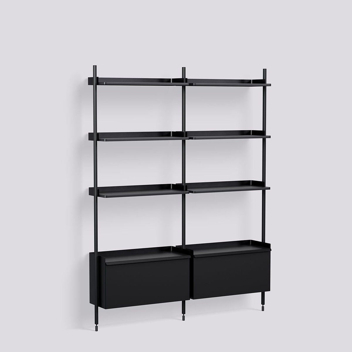 Pier System 132 2 sektioner 162 × 34 × 209 cm Hyllsystem PS Black, Black – anodiserad aluminium