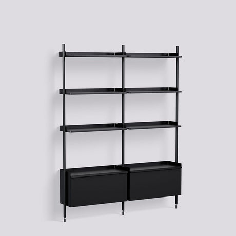 Pier System 132 2 sektioner 162 × 34 × 209 cm Hyllsystem PS Black, Black – anodiserad aluminium