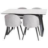 Estelle, Velvet Rektangulär matgrupp Svart,Grå, Svart,Vit, 140 x 90