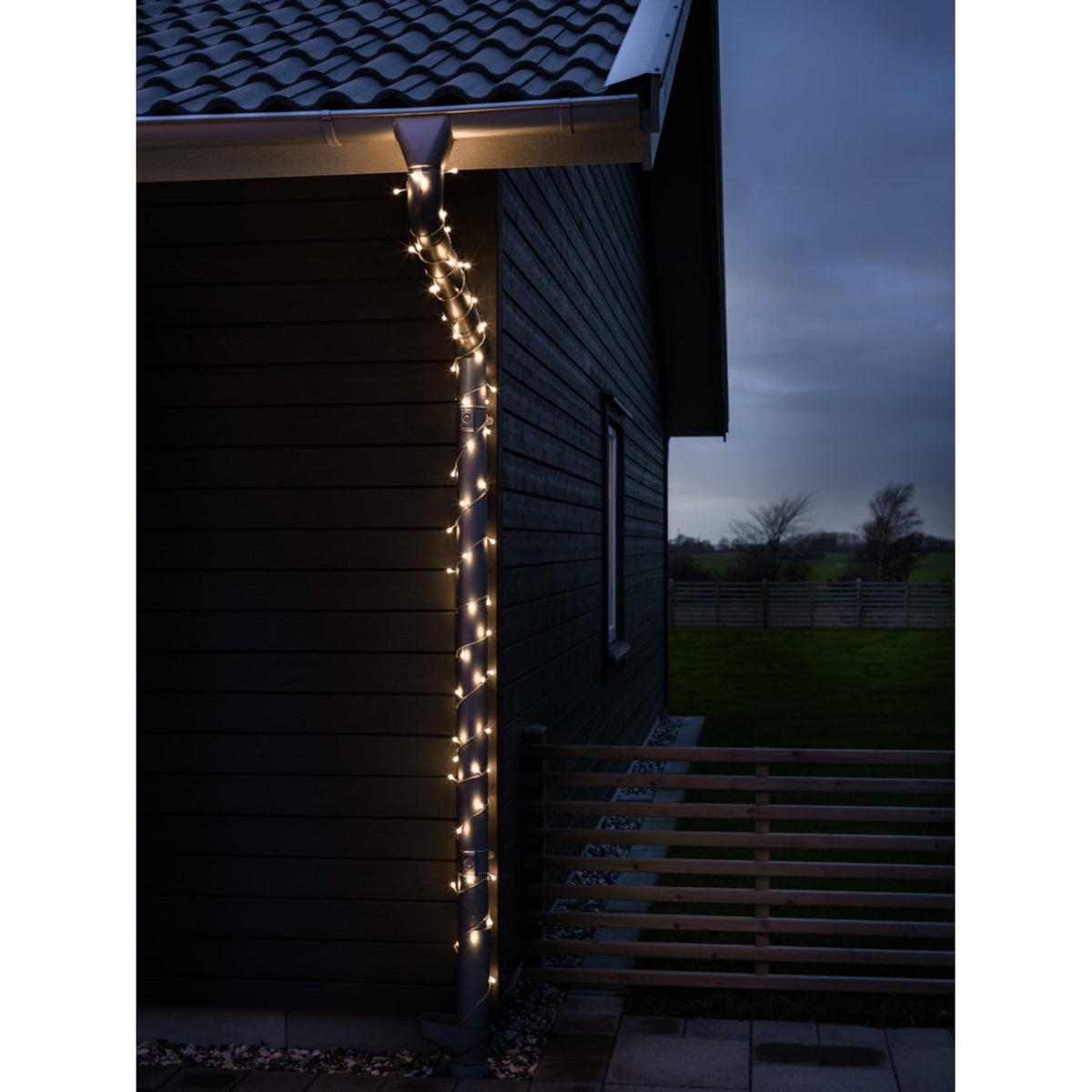Mini Cherry LED 24V/IP44 Ljusslinga Ute 80 Lampor (6.32m), Varmvit/Transparent Kabel