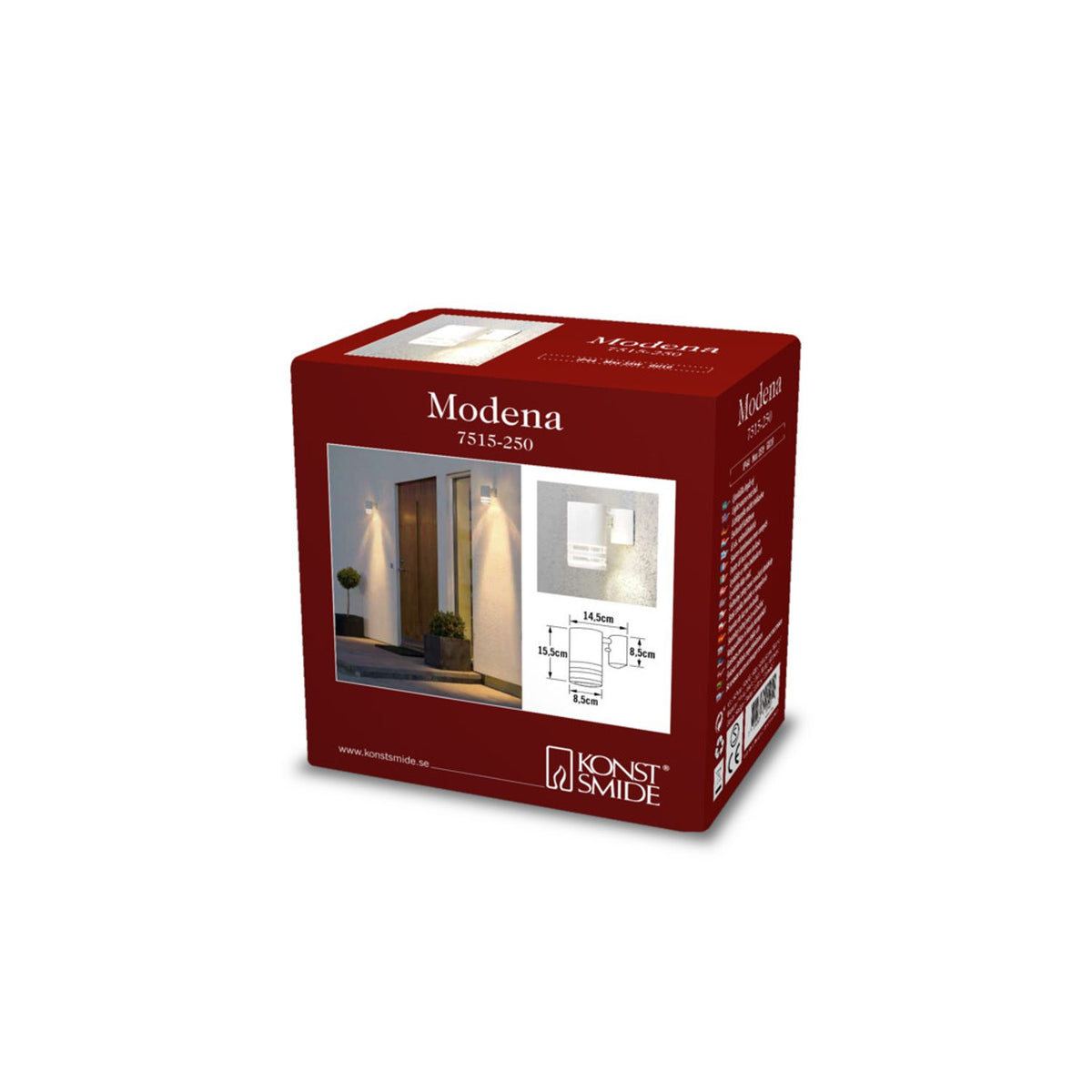 Modena GU10 Ned Transparent Vägglampa Ute Vit, 15.5 cm