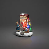 Telefonkiosk med Tomte LED Stående Ljusdekoration Inne