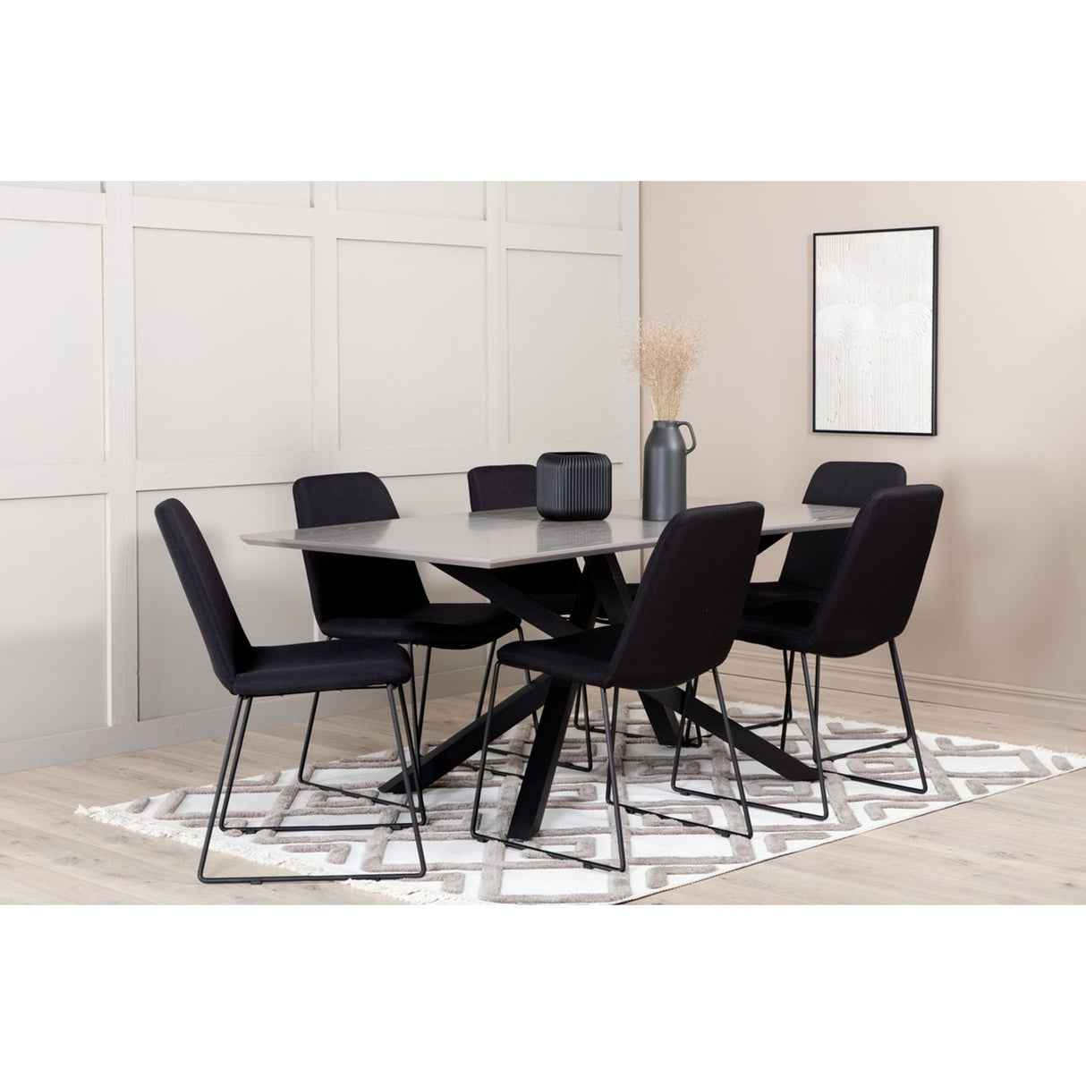 Piazza, Muce Rektangulär matgrupp Svart, Svart, mörkgrå, 180 x 90