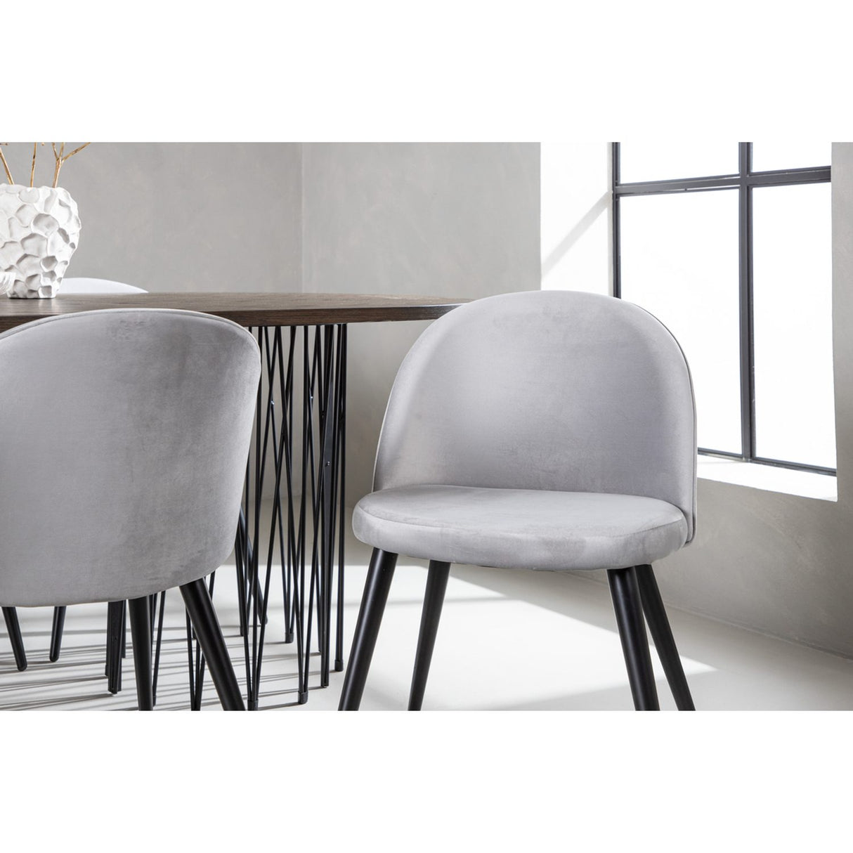 Stone, Velvet Rektangulär matgrupp Svart,Grå, Svart, Mocka, 220 x 100
