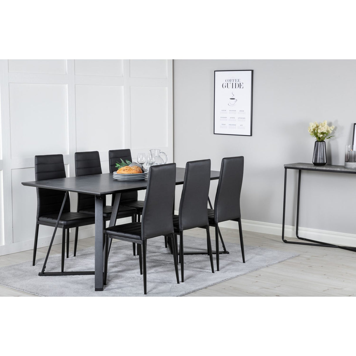 Marina, Slim Rektangulär matgrupp Svart, Svart, 180 x 90