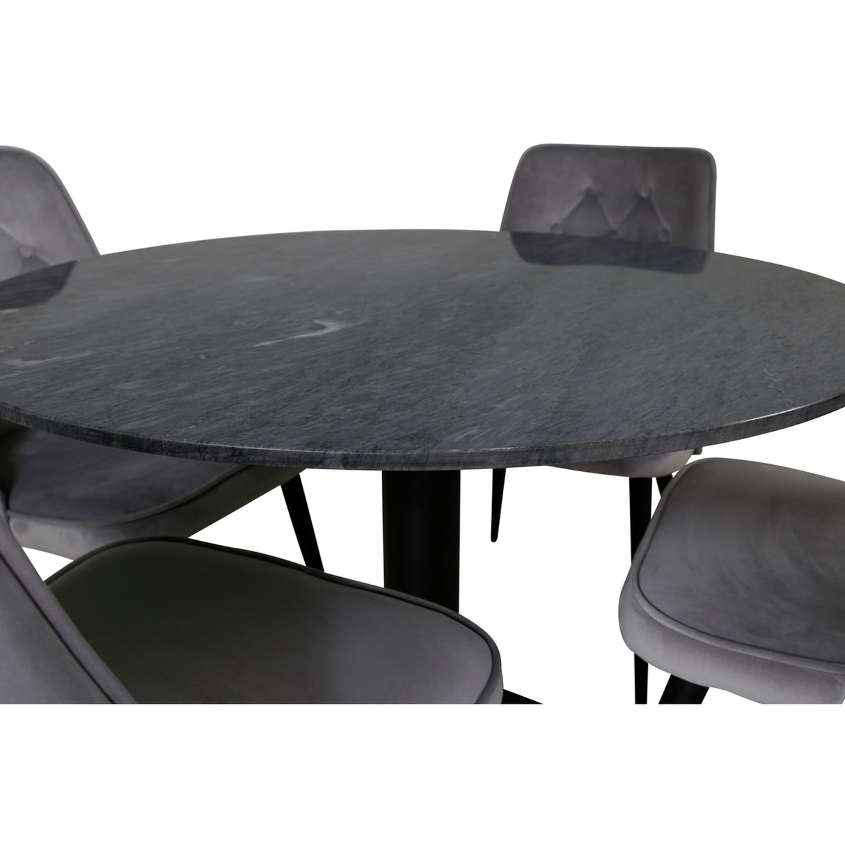 Estelle, Velvet Deluxe Rund matgrupp Svart,Ljusgrå, Svart,Mörkgrå, ⌀106