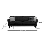 Port Louis 3 Seater (215 x 94 x 88 cm) Mörkgrå 3-sitssoffa