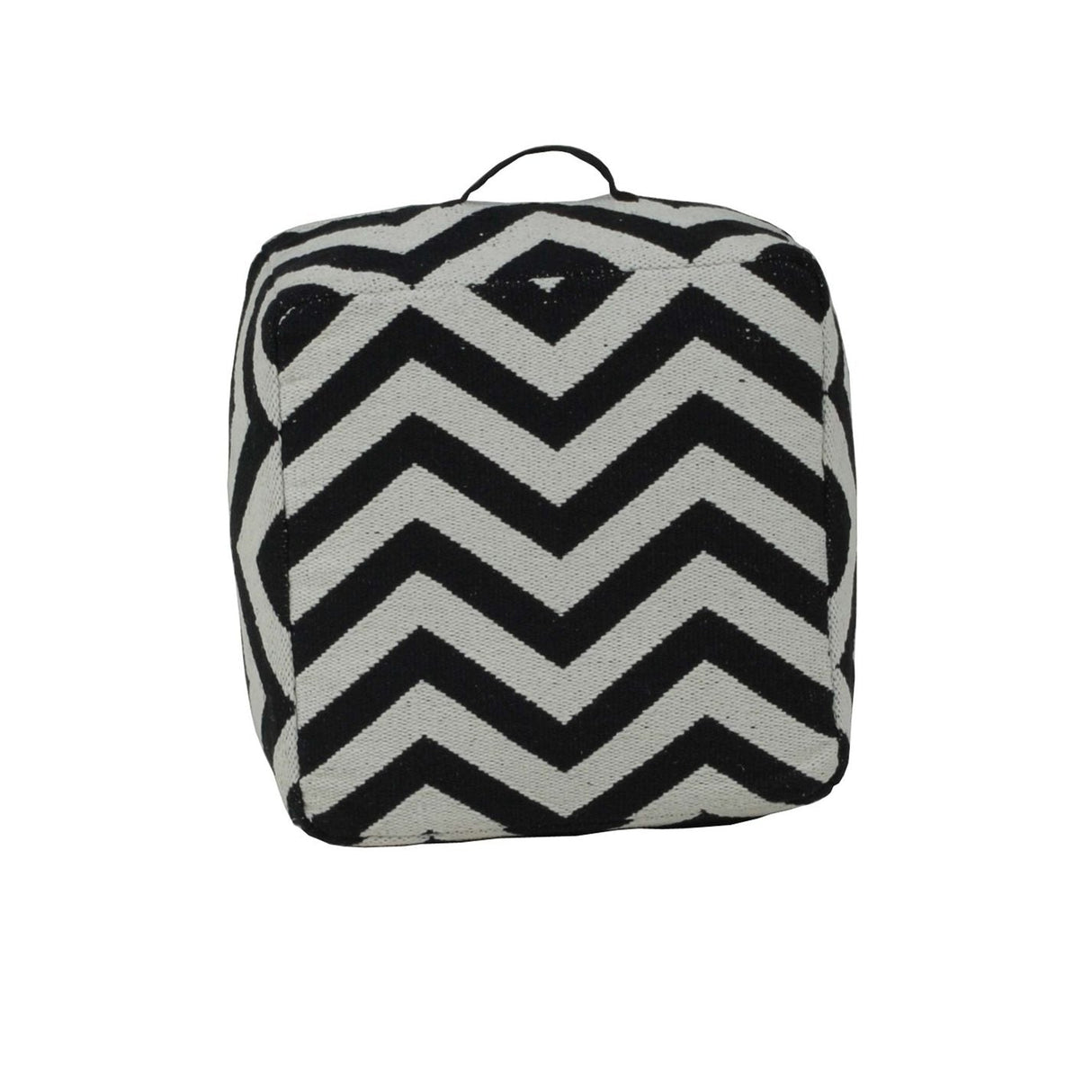 Zigzag Puff med Handtag Svart/Vit