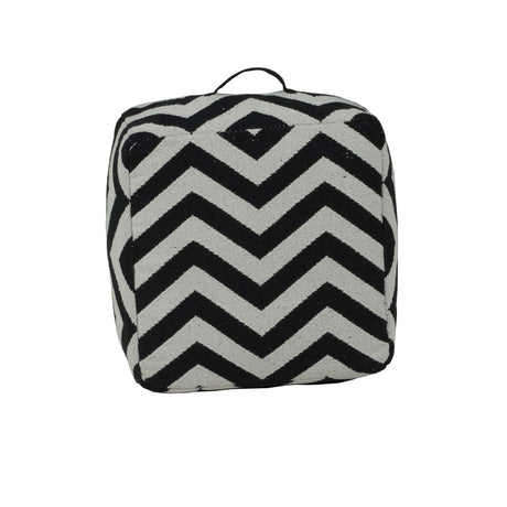 Zigzag Puff med Handtag Svart/Vit