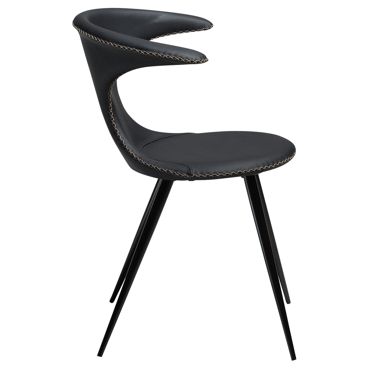 Flair Stol Black Leather, Round Black