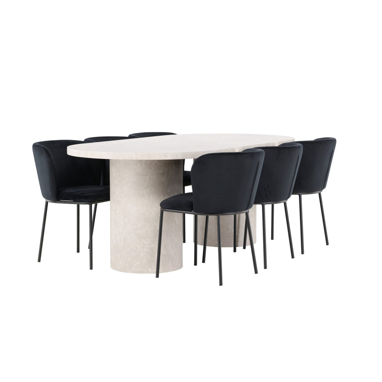 Narvik, Edina Oval matgrupp Svart, Beige, 200 x 100