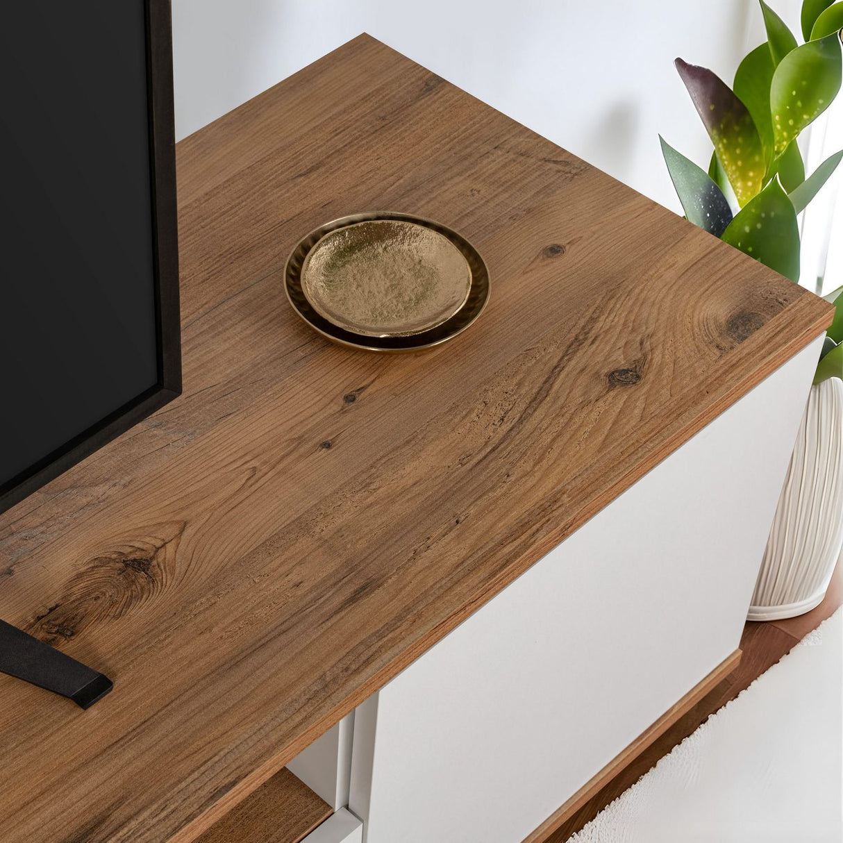 Potenza TV-bänk Vit / Atlantic Pine