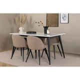 Jimmy, Velvet Rektangulär matgrupp Beige, Svart, Svart,Vitt, 150 x 90