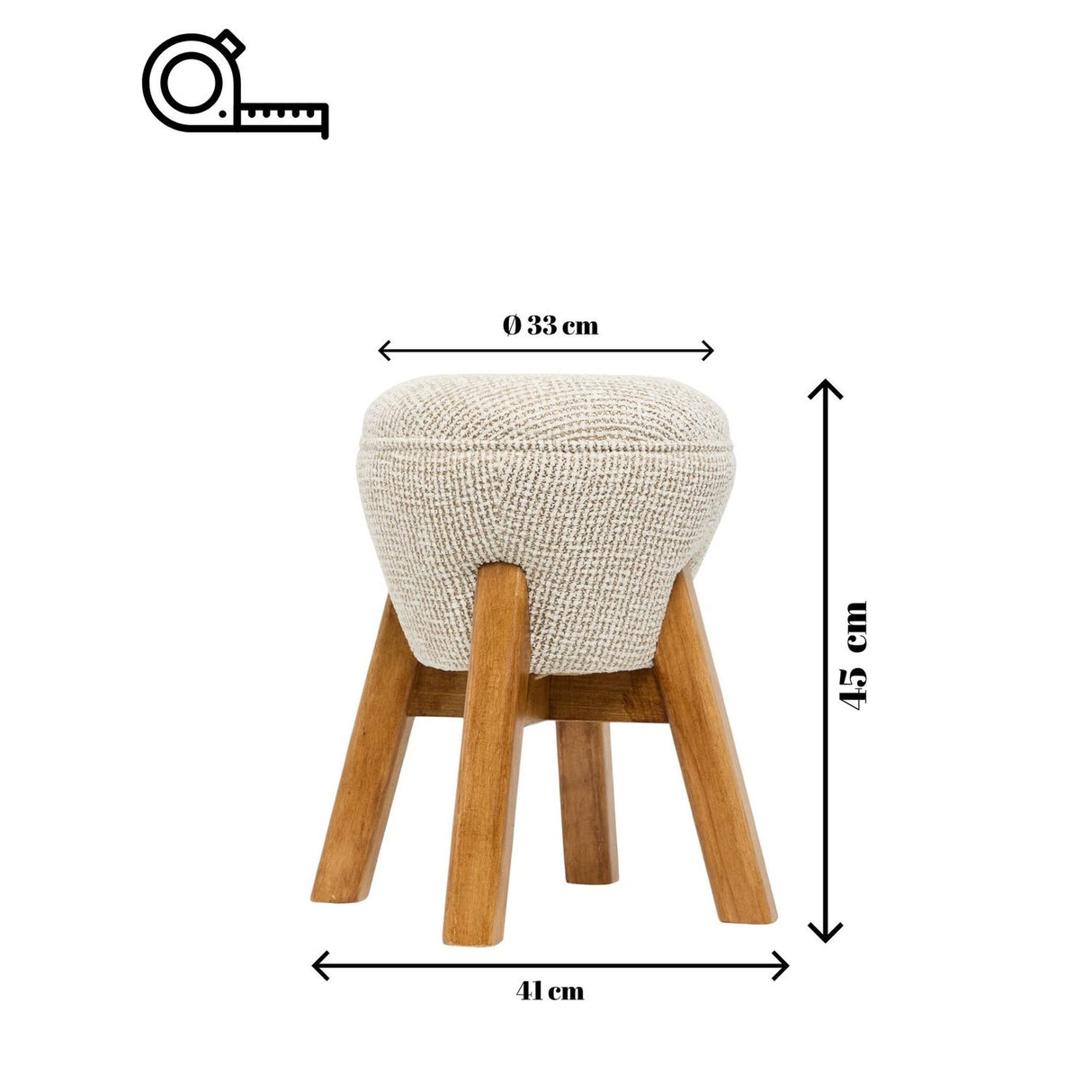 Vienna (38 x 48 x 38 cm) Cream / Walnut Sittpuff