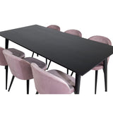 Dipp, Velvet Rektangulär matgrupp Svart,Dammrosa, Svart, 180 x 90
