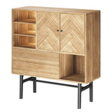 Högskåp Nr.230 Fiskbensdörrar 120x131 cm Oljad Ek