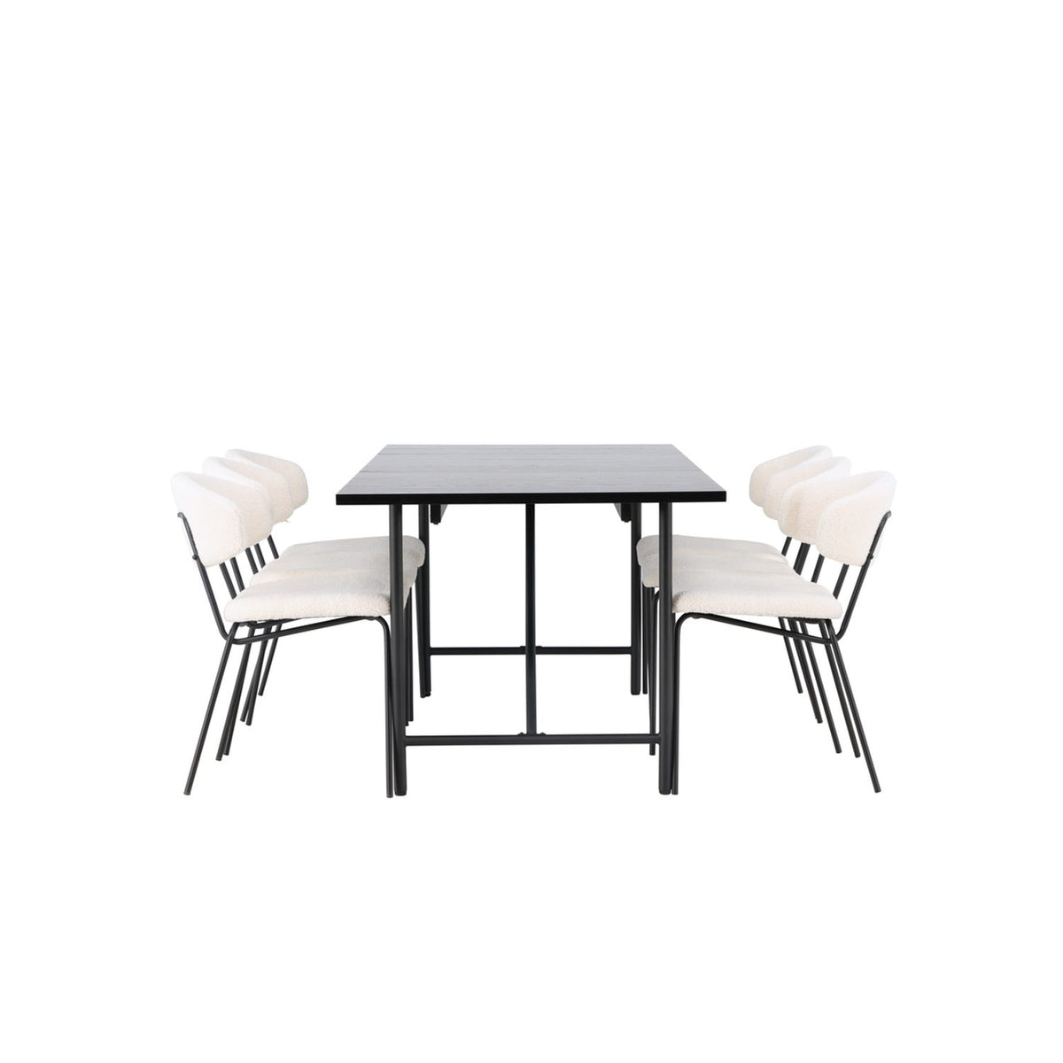 Astrid, Chico Rektangulär matgrupp Vit, Svart, 200 x 90