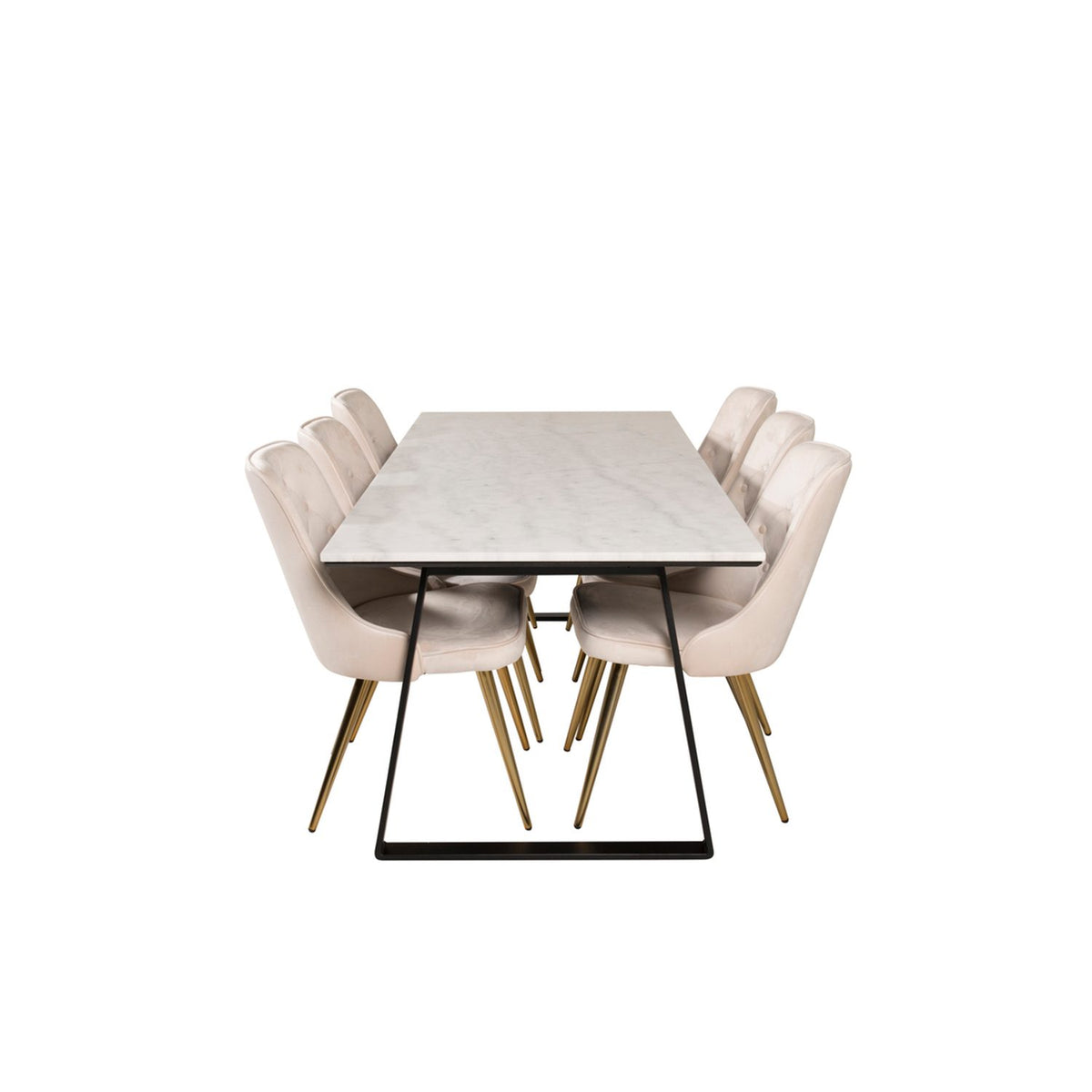 Estelle, Velvet Deluxe Rektangulär matgrupp Beige