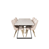 Estelle, Velvet Deluxe Rektangulär matgrupp Beige
