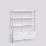 Pier System 132 2 sektioner 162 × 34 × 209 cm Hyllsystem PS White, Klaranodiserad aluminium