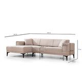 Hanoi (250-140 x 85 x 77 cm) Hörnsoffa-bäddsoffa Ljusbrun, Vänster